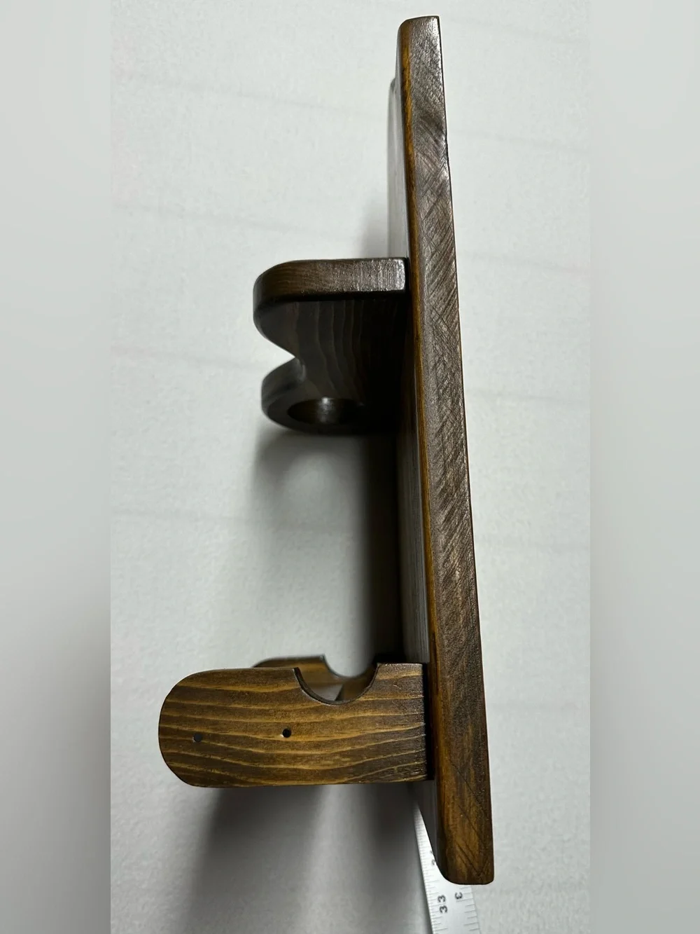 Vintage Hardwood Hair Dryer & Curling Iron Wall Shelf – Rustic Organizer